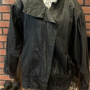 PElle Black Textured Leather Jacket
